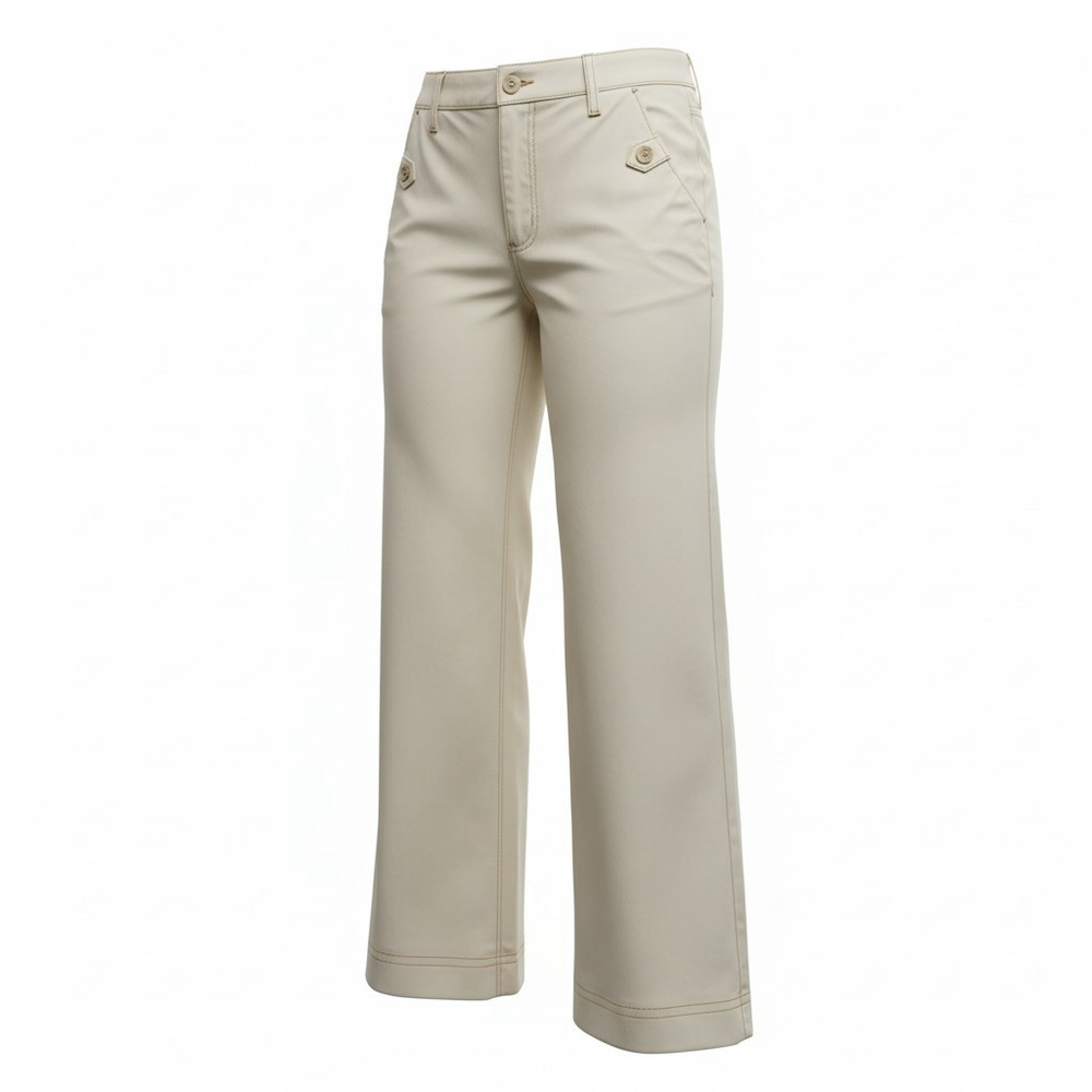 SPANX Beige Stretch Twill Wide-Leg Cropped Pants Medium Waist 28 Inseam 26 Women